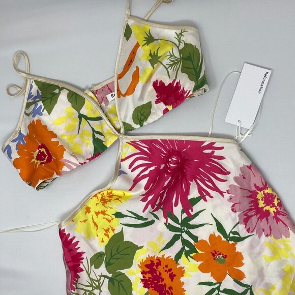 Reformation Poppies Fabrizia Silk Dress 0 New - Picture 10 of 15